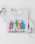 Colorful Christmas Trees Graphic Fleece Sweatshirt