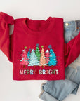 Colorful Christmas Trees Graphic Fleece Sweatshirt