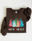 Colorful Christmas Trees Graphic Fleece Sweatshirt