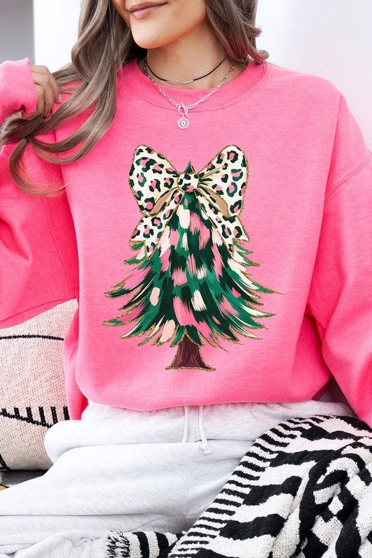 Faux Glitter Colorful Christmas Tree Sweatshirts