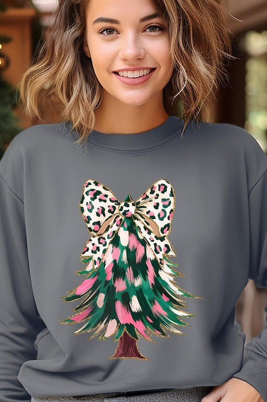 Faux Glitter Colorful Christmas Tree Sweatshirts