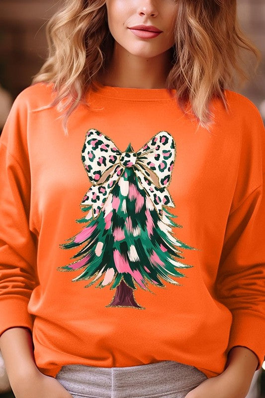 Faux Glitter Colorful Christmas Tree Sweatshirts