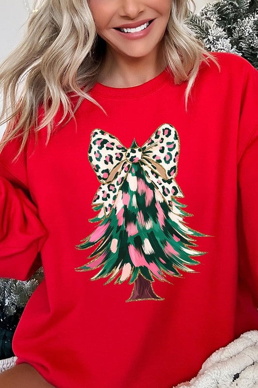 Faux Glitter Colorful Christmas Tree Sweatshirts