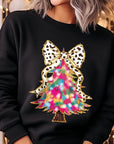 Faux Glitter Colorful Christmas Tree Sweatshirts