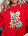 Faux Glitter Colorful Christmas Tree Sweatshirts