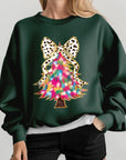 Faux Glitter Colorful Christmas Tree Sweatshirts