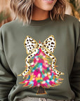 Faux Glitter Colorful Christmas Tree Sweatshirts