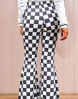 Checkered High Rise Flared Pants