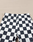 Checkered High Rise Flared Pants