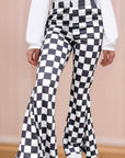 Checkered High Rise Flared Pants