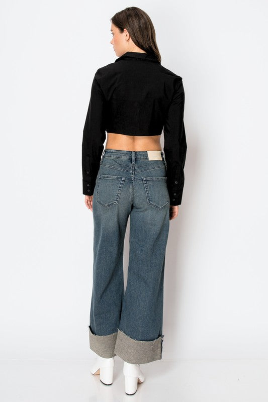 Artemis Vintage Tummy Control High Rise Cuffed A Wide Leg Jeans