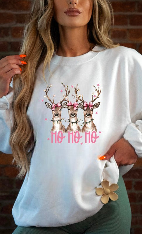 PLUS Ho Ho Ho Deer Cozy Crewneck Sweatshirt