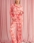 Bow Button Up and Loose Pants Pajama Set