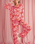 Bow Button Up and Loose Pants Pajama Set