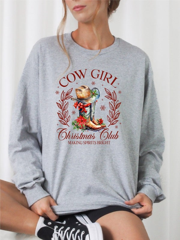 PLUS Cowgirl Christmas Club Cozy Crewneck Sweatshirt