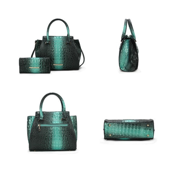 MKF Bently Croc-Embossed Tote &amp; Wallet Set