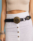 Concho Medallion Belt with Antiqued Metal Accents