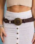 Concho Medallion Belt with Antiqued Metal Accents