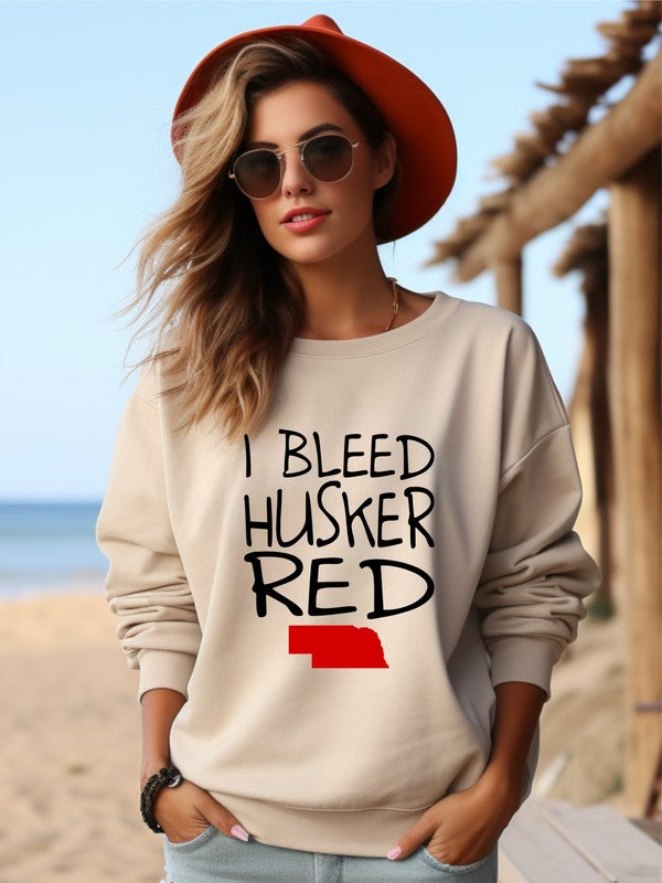 I Bleed Husker Red Cozy Graphic Sweatshirt