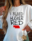 I Bleed Husker Red Cozy Graphic Sweatshirt