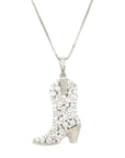 Cubic Zirconia Cowboy Boot Pendant Necklace