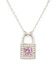 Pink Locket Cubic Zirconia Pendant Necklace