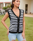 Color Block Button Up Knit Cardigans Sweater Vest