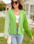 Color Block Patchwork Embroideried V Neck Sweater