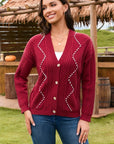 Cable Knit Contrast Chunky Sweater Cardigans