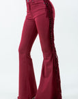 GJG Denim Texas Sun Fringe Bell Bottom Jeans in Wine