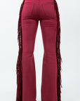 GJG Denim Texas Sun Fringe Bell Bottom Jeans in Wine