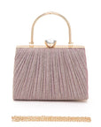 Diamond Clasp Top Handle Pleated Box Clutch