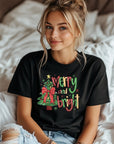 Merry and Bright Christmas Holiday Graphic Tee