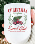 Christmas Tree Farm Red Truck Holiday Wine Cup