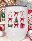 Christmas Deer Red Bow Presents Holiday Wine Cup