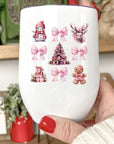 Christmas Pink Snowman Tree Holiday Wine Cup