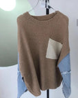 Denim Sleeve Knit Sweater