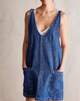 Denim Scoop Neck Overall Dress