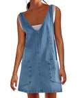 Denim Scoop Neck Overall Dress