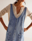 Denim Scoop Neck Overall Dress