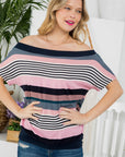 e Luna Striped Offshoulder Top