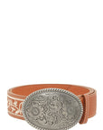 Metal Oval Buckle Flower Belt