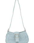 Decorative Buckle Denim Shoulder Bag