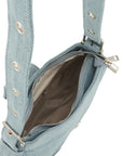 Decorative Buckle Denim Shoulder Bag