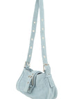 Decorative Buckle Denim Shoulder Bag