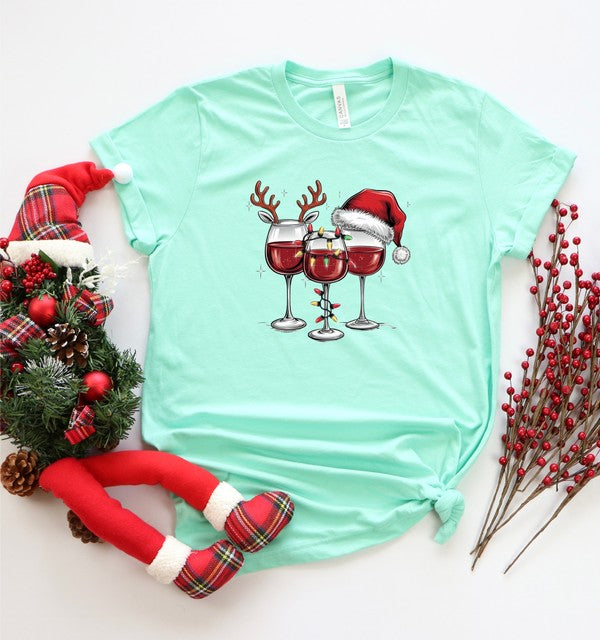 Christmas Wine Glass Graphic Tee