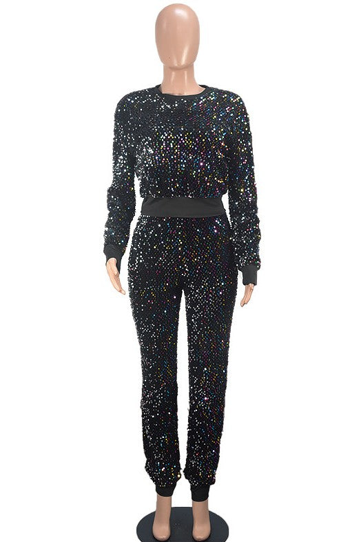 Women&#39;s Fashion Sequin 2 Piece Pant Set by Claude