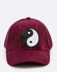 Yin Yang Patch Faux Suede Cap