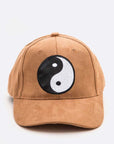 Yin Yang Patch Faux Suede Cap