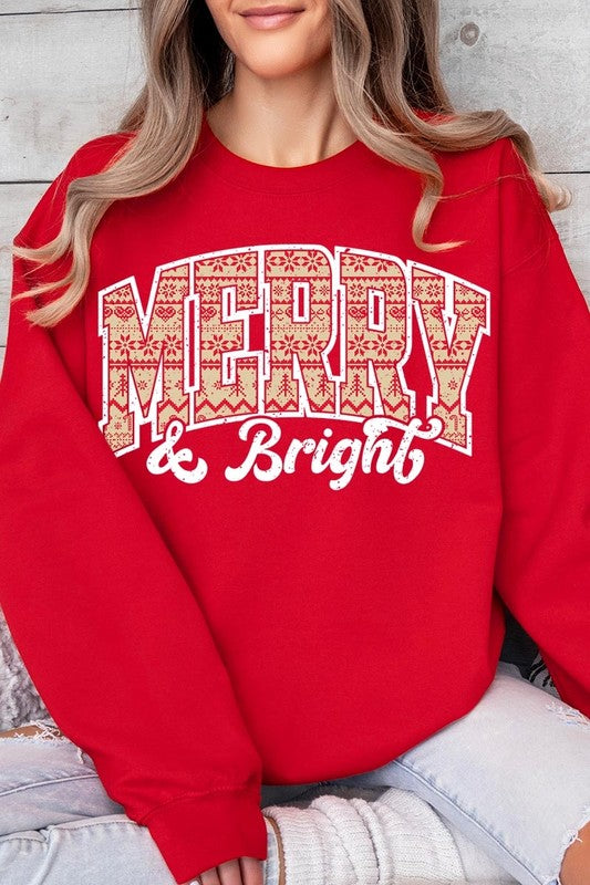 Merry &amp; Bright Graphic Fleece Sweatshirts